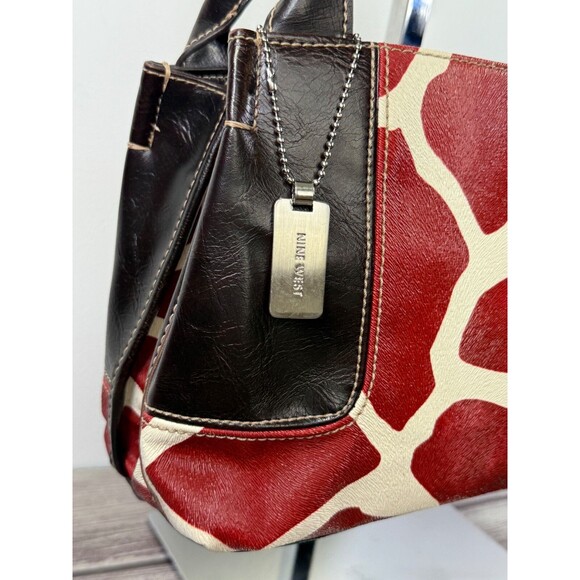 Nine & Co. Red and Brown Giraffe Print Shoulder Bag - Picture 16 of 16